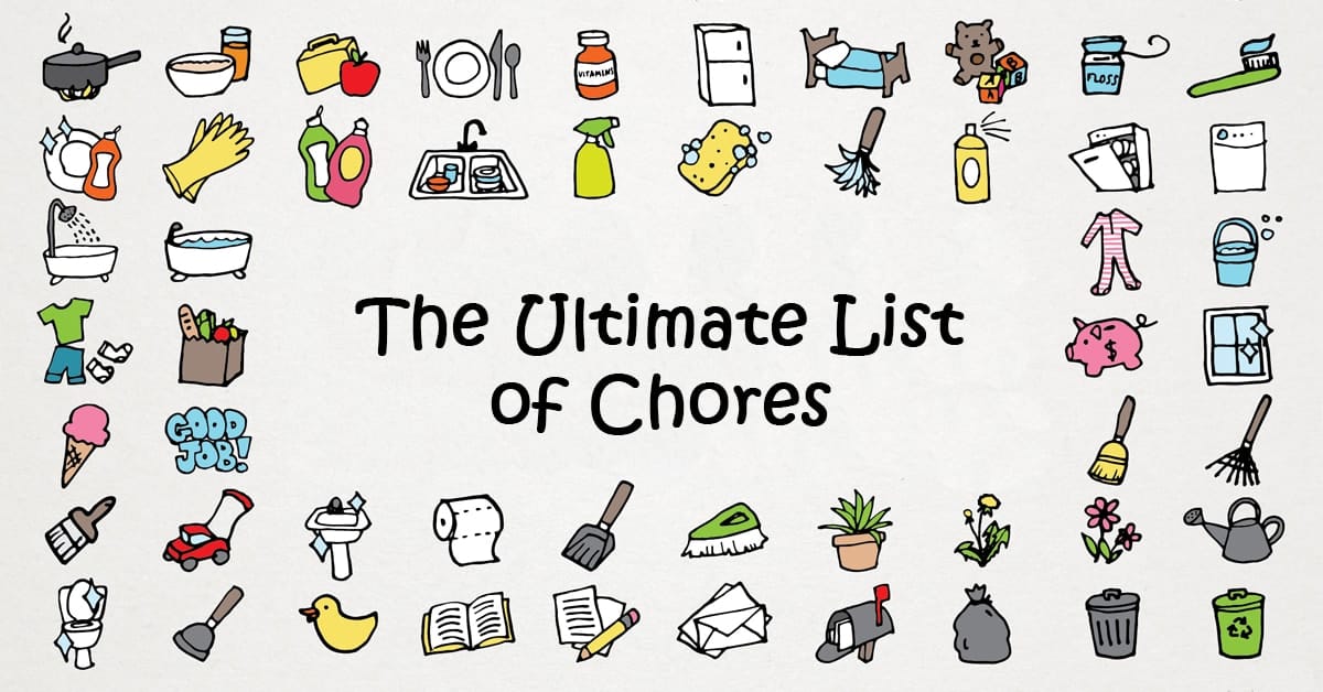 Chores. Household Chores. Chores list. Chores for Kids.