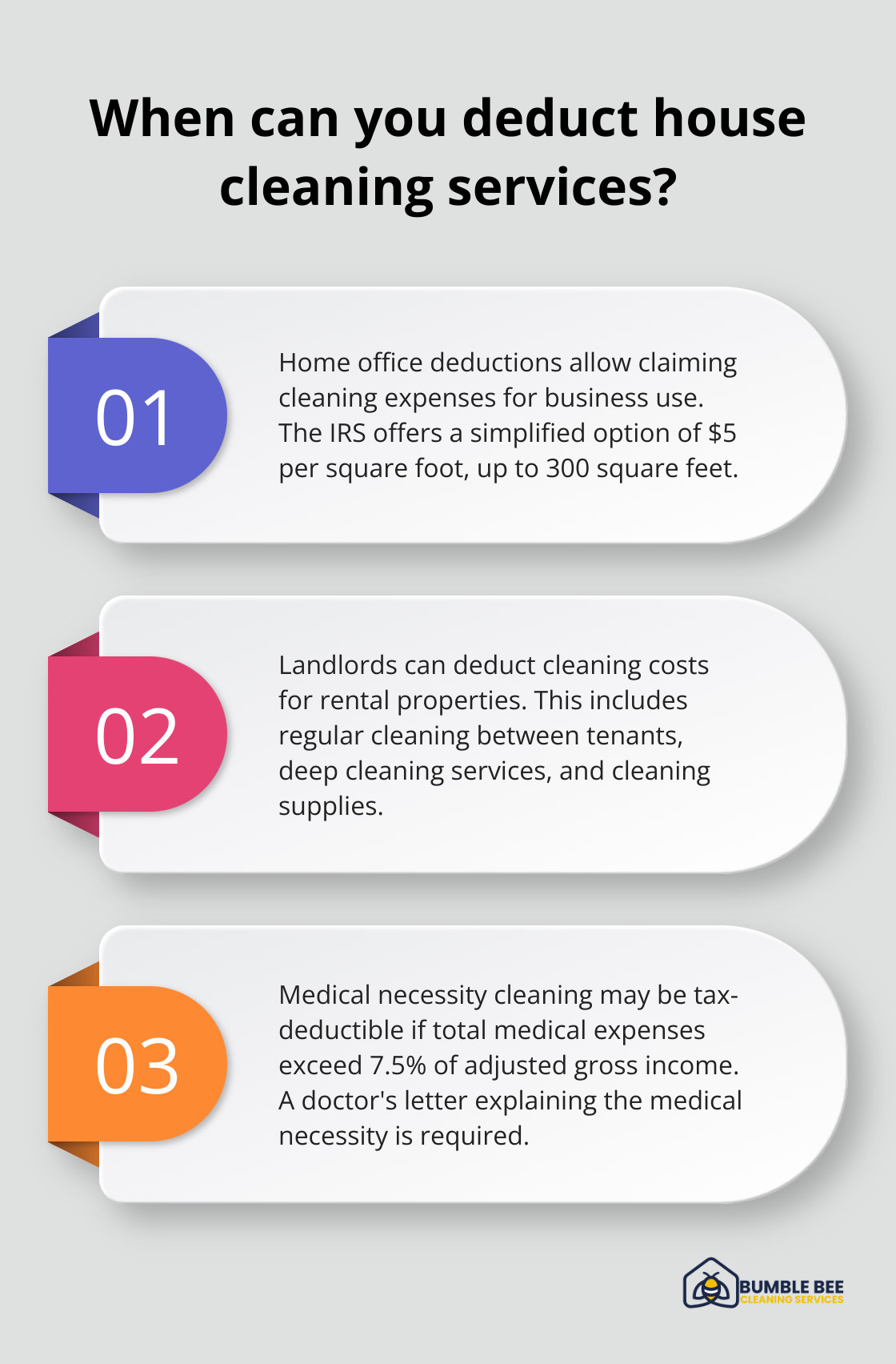 Fact - When can you deduct house cleaning services?